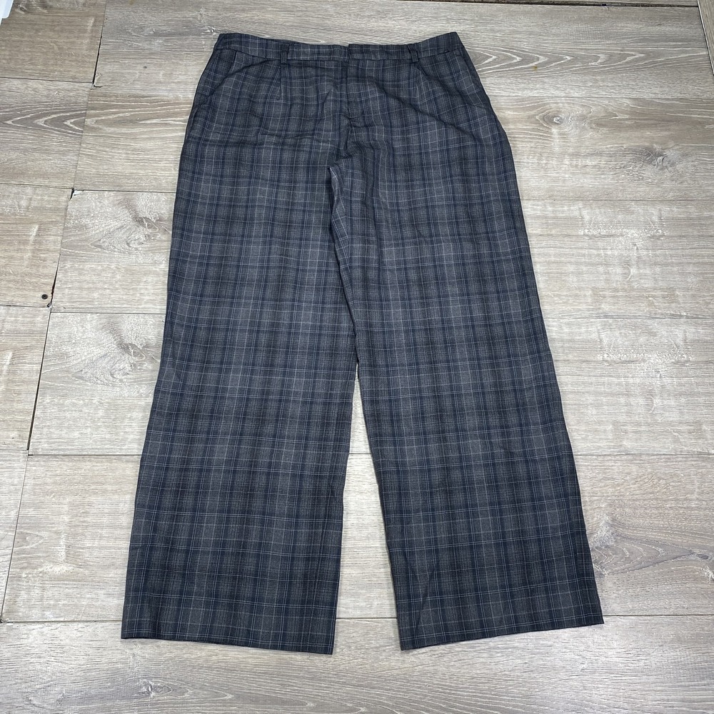 Pendleton Plaid Wool Pants Womens 14 Gray Wide Leg Lined Dress Career USA Made